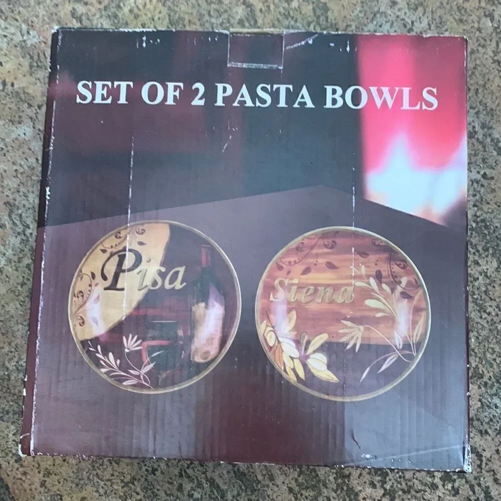 Pasta Bowls Set 2 Pisa Siena 81/2 Inch Round Serving Display Italian Decoration